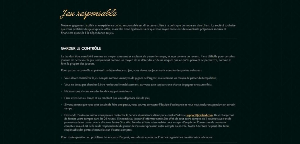 jeu responsable cashed casino